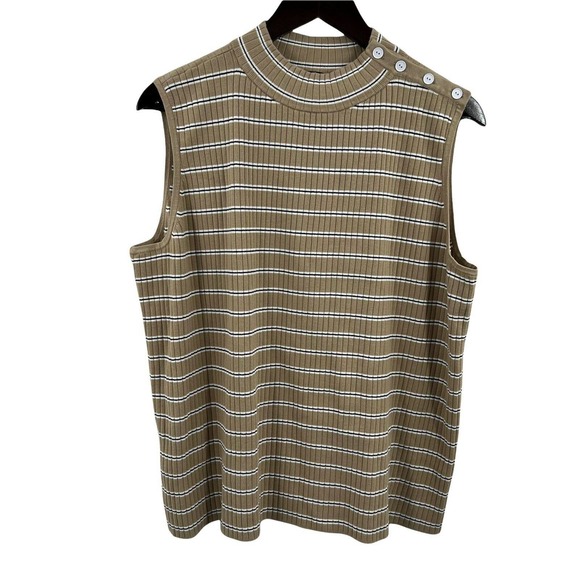 Talbots Sweaters - Talbots Sleeveless Mock Striped Sweater Size 3X‎ Petite